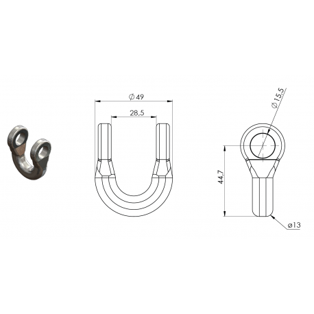 MANILLE DROITE D'EPAREUSE Forges Gorce FG000715 Fil. 13 / Ø15.5