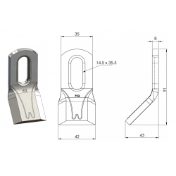 COUTEAU D'EPAREUSE FORGES GORCE FG000131 35X8 LG 92 