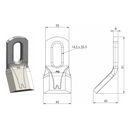 COUTEAU D'EPAREUSE FORGES GORCE FG000131 35X8 LG 92