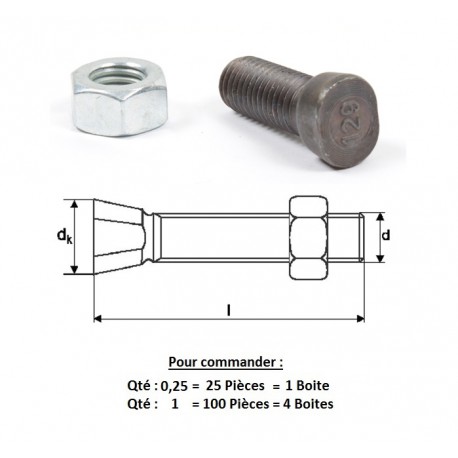 BOULON TC2M 12x35 Spéc. Rabewerk ( prix aux 100 pièces ) 