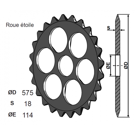 ROUE ETOILE ø D 575 , épais. 18 Trou central Ø114 TYPE DALBO