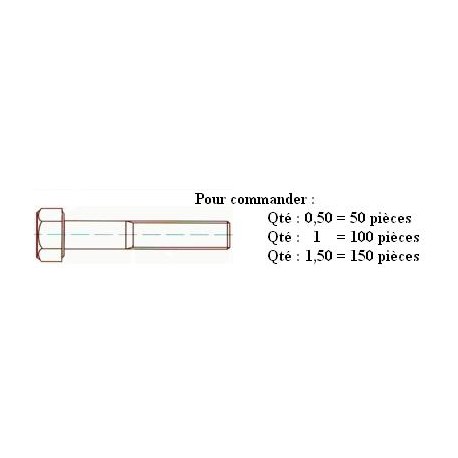 VIS TH 10.9 Brut DIN 931 M20x150 ( prix aux 100 pièces ) 