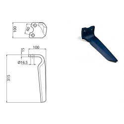 DENT DE HERSE ROTATIVE TYPE HOWARD 185506 / EUROZAPPA