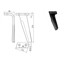 DENT DE HERSE ROTATIVE TYPE KUHN 52549530 / MUZZI