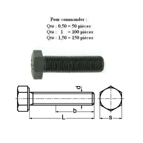 VIS TH 10.9 PAS FIN DIN 961 M12x20 P150 ( prix aux 100 pièces ) 