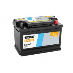 BATTERIE 12V EXIDE EXCELL 74AH/680A ( 278x175x190 ) B13 , + à droite