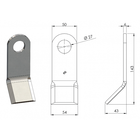COUTEAU 50 x 6 FDT TYPE MAC CONNEL Forgé / FORGES SDT 50E6