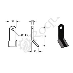 COUTEAU TYPE AGRIMASTER 3000650 35X5X115 TR. 14.5 Dpt 44 - s/cde