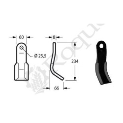 COUTEAU DE BROYAGE Y 60X8 TR.25,5 TYPE FERRI 0901001 / EUROZAPPA 