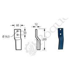 LAME G. ROTALABOUR 60X12 (2 boulons) TYPE HOWARD / EUROZAPPA