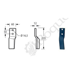 LAME D. ROTALABOUR 60X12 (2 boulons) TYPE HOWARD / EUROZAPPA