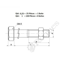 BOULON TH + RONDELLE GROWER 16x1.5X45 10.9 ( prix aux 100 pièces ) 